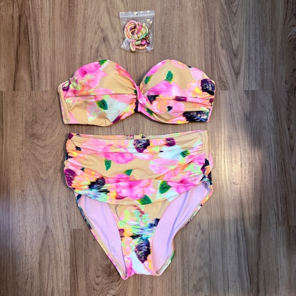 Victoria's Secret Other - Victorias Secret Floral Strapless High Waisted Bikini Set Size 34C/Small